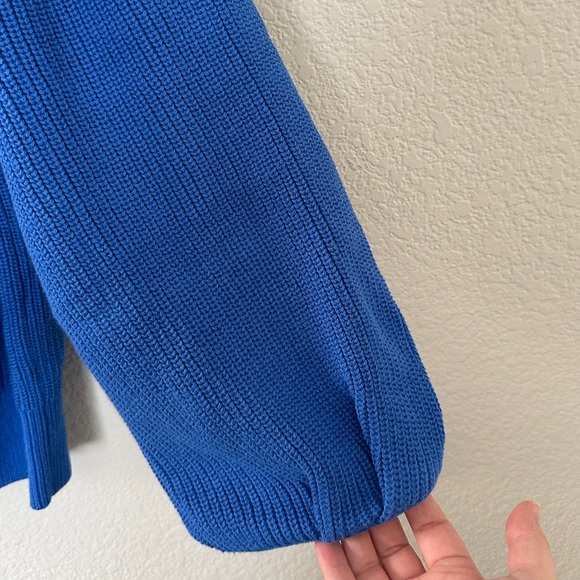 NWT LOFT 💙 Ribbed Pleated Shoulder V-Neck Cardigan - Picture 4 of 6